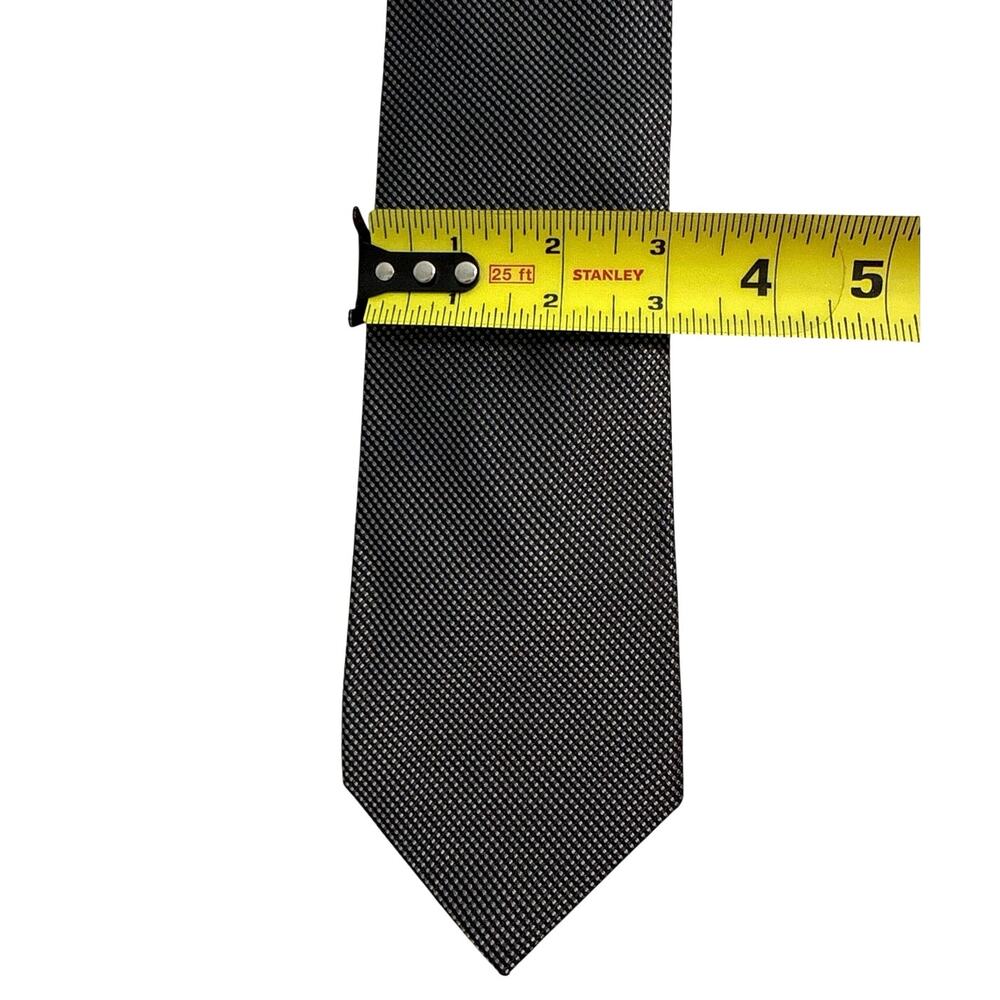 Calvin Klein Men’s Silk Tie Black Gray Geometric Woven Necktie - Picture 5 of 6